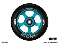 Pro Scooter Wheels - Lucky ATOM 110mm Black on Teal