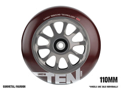 Pro Scooter Wheels - Lucky TOASTER 110mm Maroon on Gunmetal