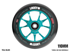 Scooter Wheels - Lucky TOASTER 110mm Black on Teal 