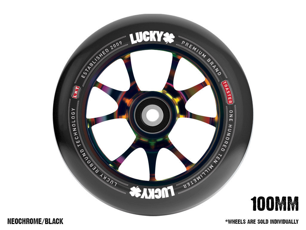 Pro Scooter Wheels - Lucky TOASTER 100mm Black on NeoChrome